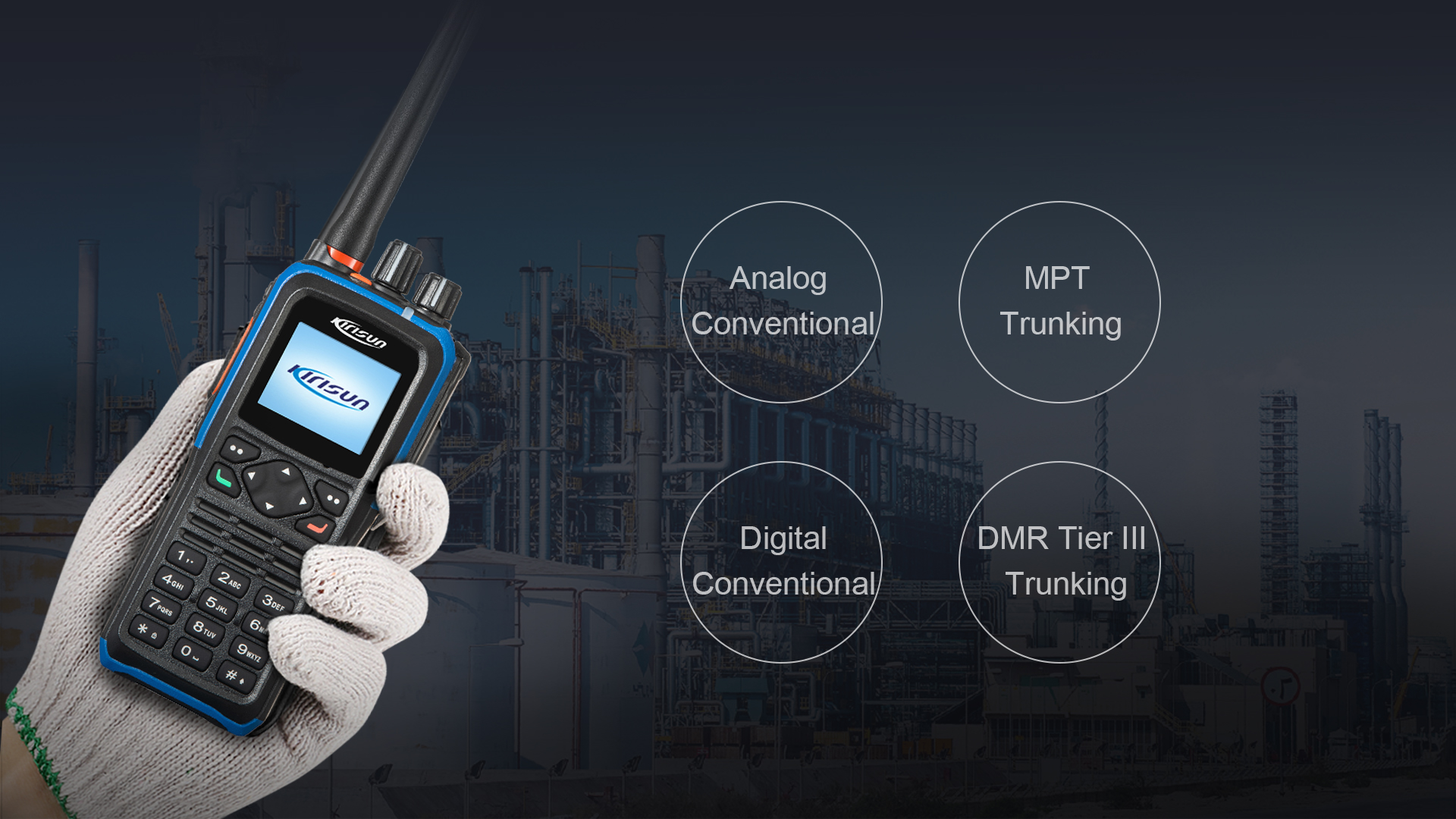 Radio portátil DP810 de Kirisun: comunicación instantánea para entornos laborales exigentes."